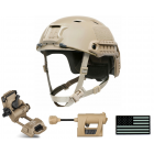 Ops-Core FAST Bump Helmet, Wilcox Helmet Mount, and Princeton Charge Pro MPLS, and IR U.S. Flag Patch Bundle