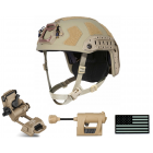 Ops-Core FAST SF Helmet, Wilcox Helmet Mount, Princeton Charge Pro MPLS, and IR U.S. Flag Patch Bundle