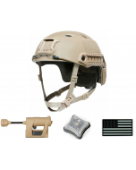 Ops-Core FAST Bump Helmet, Princeton Charge Pro MPLS, and Unity Tactical SPARK Light, and IR U.S. Flag Patch Bundle