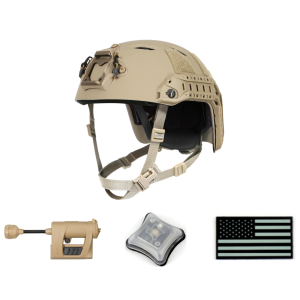 Ops-Core FAST Bump Helmet, Princeton Charge Pro MPLS, and Unity Tactical SPARK Light, and IR U.S. Flag Patch Bundle