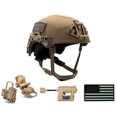 Team Wendy EXFIL Ballistic Helmet, Wilcox G24 Mount, Princeton Charge Pro MPLS, and IR U.S. Flag Patch Bundle