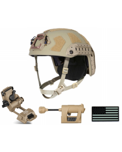Ops-Core FAST SF Helmet, Wilcox G24 Mount, Princeton Charge Pro MPLS, and IR U.S. Flag Patch Bundle